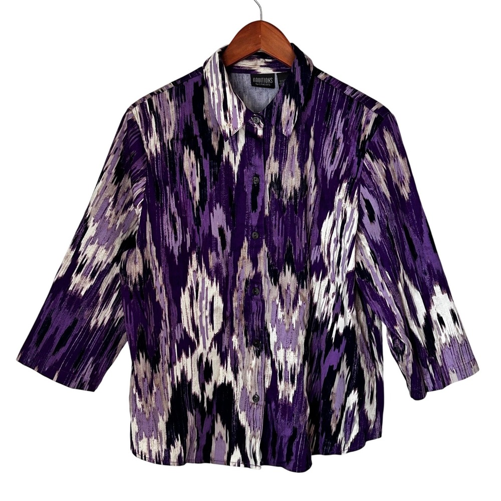 Additions by Chico's Purple Pattern Button Down Blouse Size 3 (XL/16)